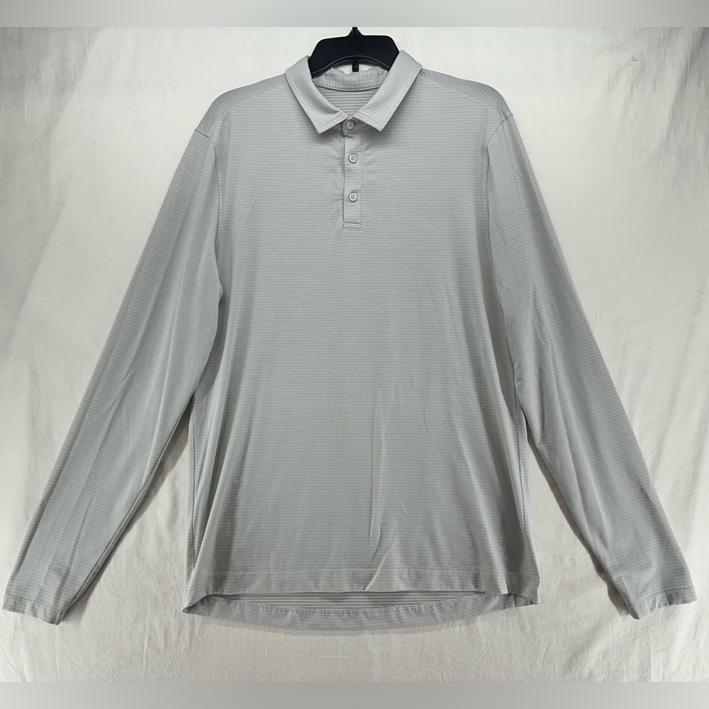 Lululemon Long Sleeve Evolution Polo Vapor Grey Striped M3CFLS Men’s Size M ?